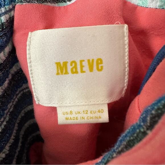 Anthropologie Maeve Waverly Dress One-Shoulder Checkered gingham midi asymmetric - Picture 13 of 16